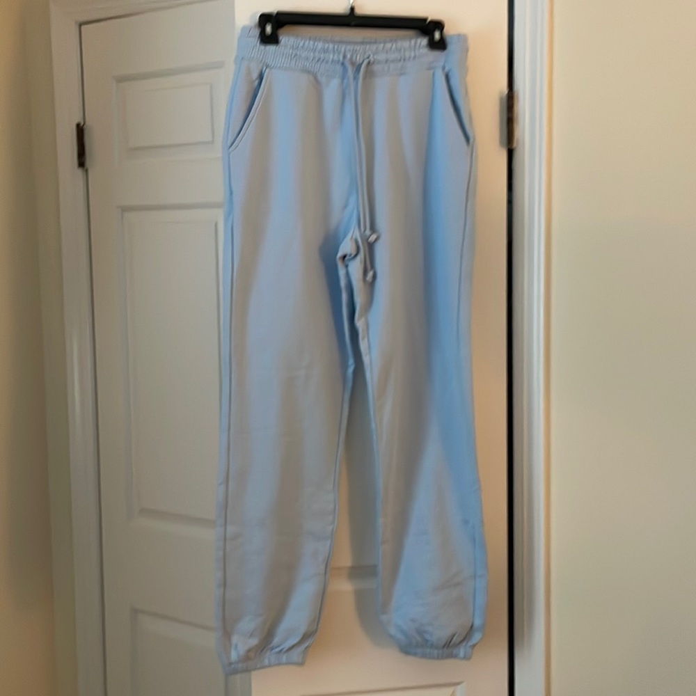 BNWT - sky blue sweat pants - size S drawstring waist, elastic cuff ankle